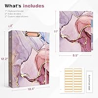 Vista 266 de Ospelelf Mini 3 Ring Binder, 2 Inch, Cute Pink Marble Binder for 5.5" x 8.5" with 5 Tab Dividers, File Folder Labels and Low Profile Clipboards