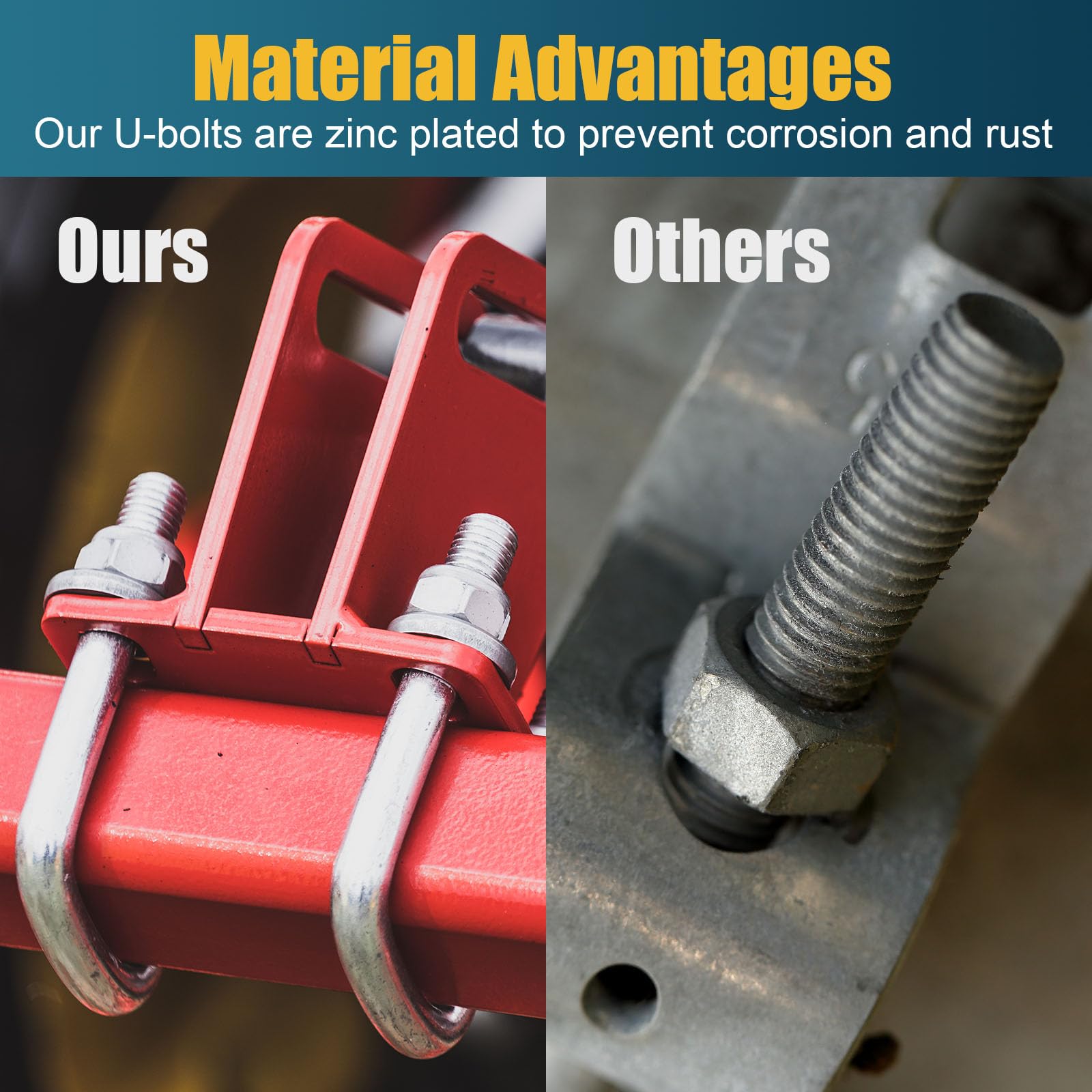 Heavy Duty U-Bolts - Galvanized Steel for Boats & Trailers -6 Heavy Duty U-Bolts - Galvanized Steel for Boats & Trailers -6