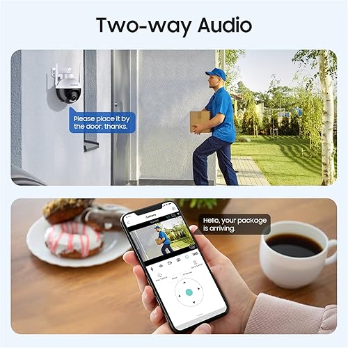 Miniatura 5 de Cámara de seguridad de 4MP para exteriores, PTZ 355° View 1080P, 2.4GHZ, cámaras de seguridad WiFi para exteriores con visión nocturna a color,