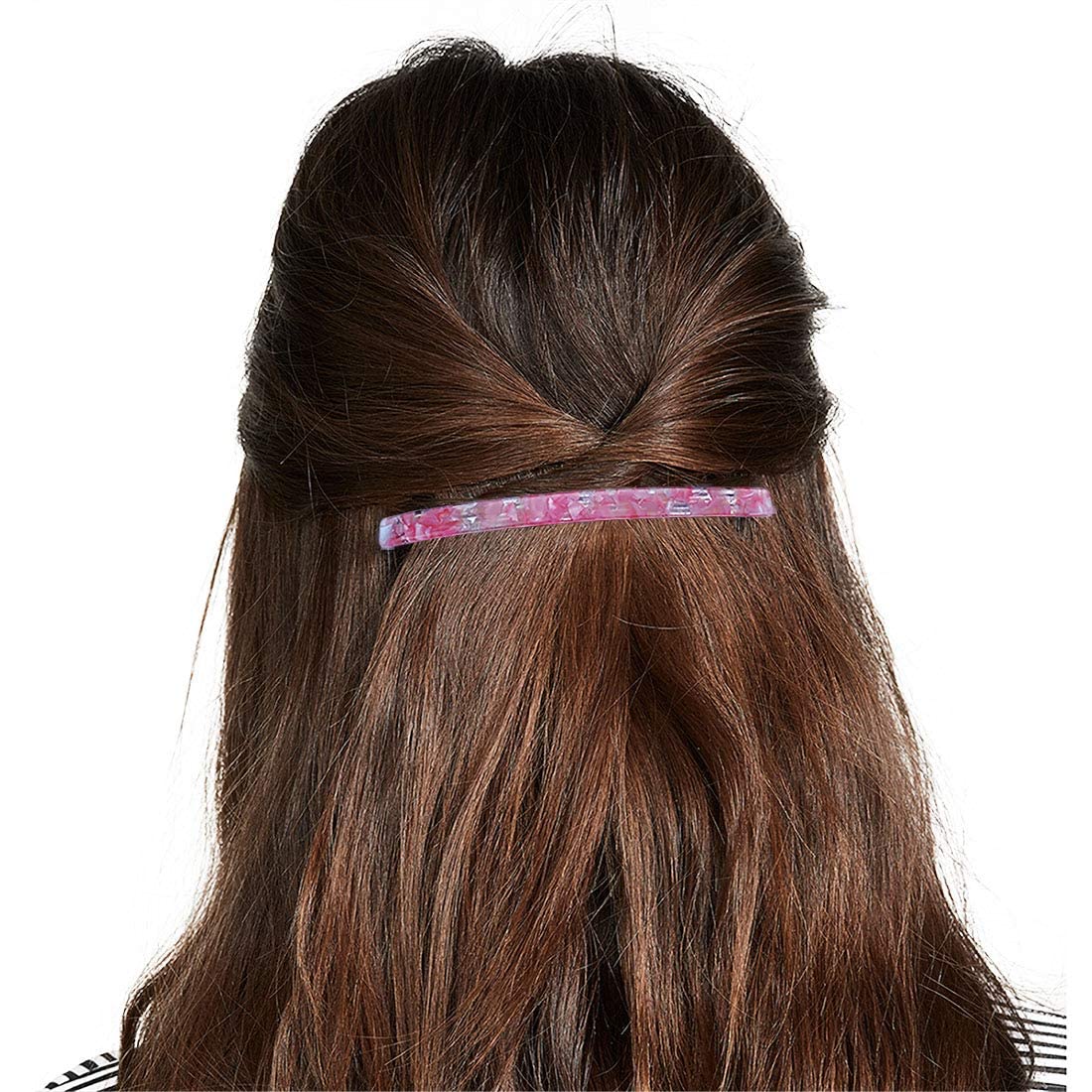 3PCS Long French Barrettes for Women Simple Classic Acrylic Resin Hair Clips Tortoise Shell Skinny Large 4 inch No-slip Grip Automatic Clasp Clamp Hair Accessories for Women Girls 2