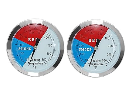 3 1/8 inch BBQ Thermometer Gauge 2 Pcs Charcoal Grill Pit Smoker Temp Gauge Grill Thermometer Replacement for Oklahoma Joe's Smokers, and Smoker Wood Charcoal Pit, Large Face Grill Thermometer