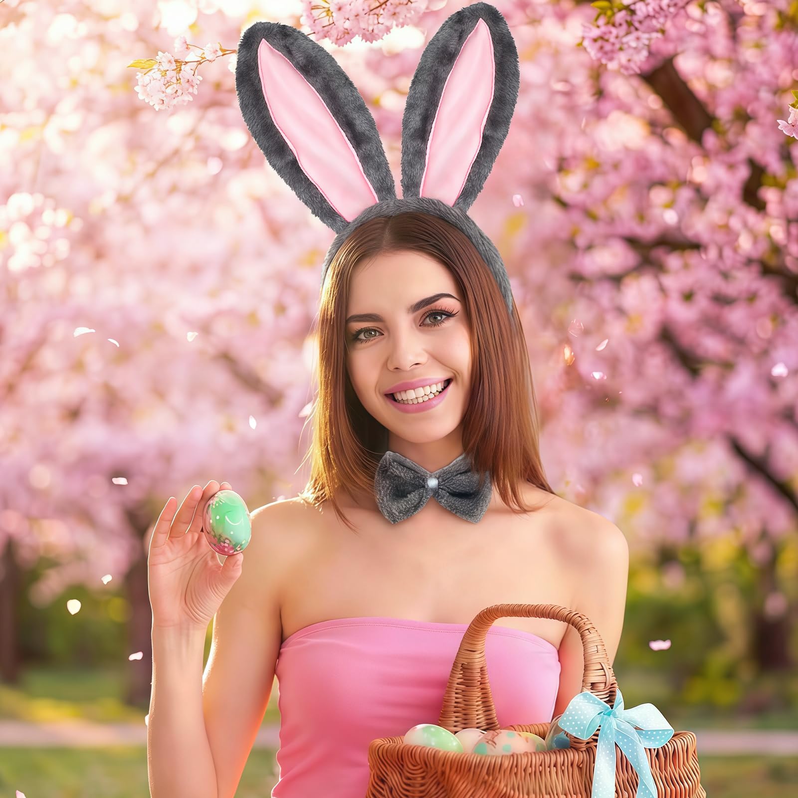 Cerchietto Orecchie Coniglio Peluche, Fascia Capelli Orecchie da Coniglio Peluche, Orecchie da Coniglietto Pasquale, Accessori per Costume da Coniglietto per Pasqua, Carnevale, Compleanno, Cosplay - 4