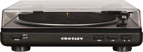 Miniatura 5 de Crosley T400D-BK Tocadiscos con Bluetooth de 2 velocidades totalmente automático con preamplificador integrado, color negro