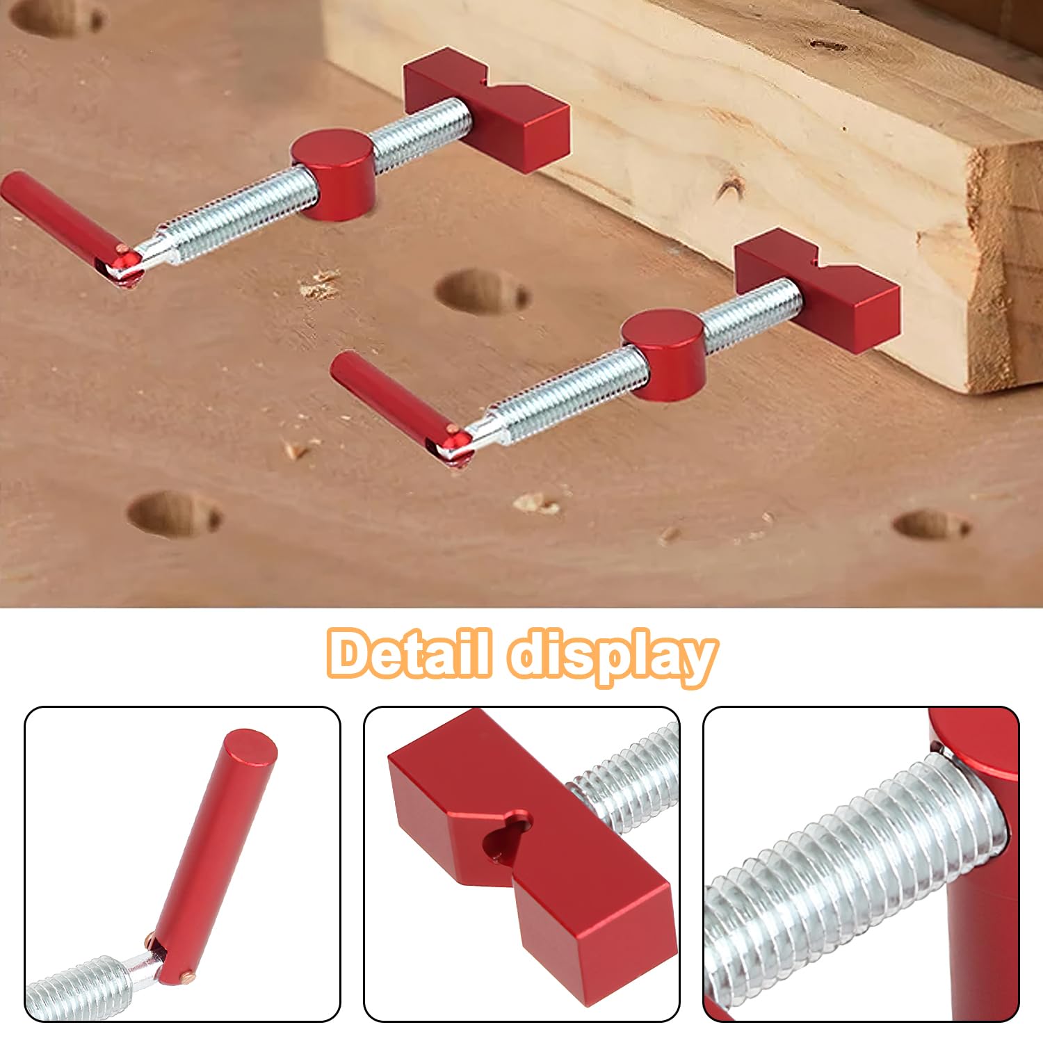 2 Pièces 60mm Crochet D'établi, Fixation Rapide, Robuste et Facile à Utiliser, Dispositif de Serrage pour Etabli, Accessoires D'établi, Convient pour les Dispositifs de Serrage de Rabot (rouge)