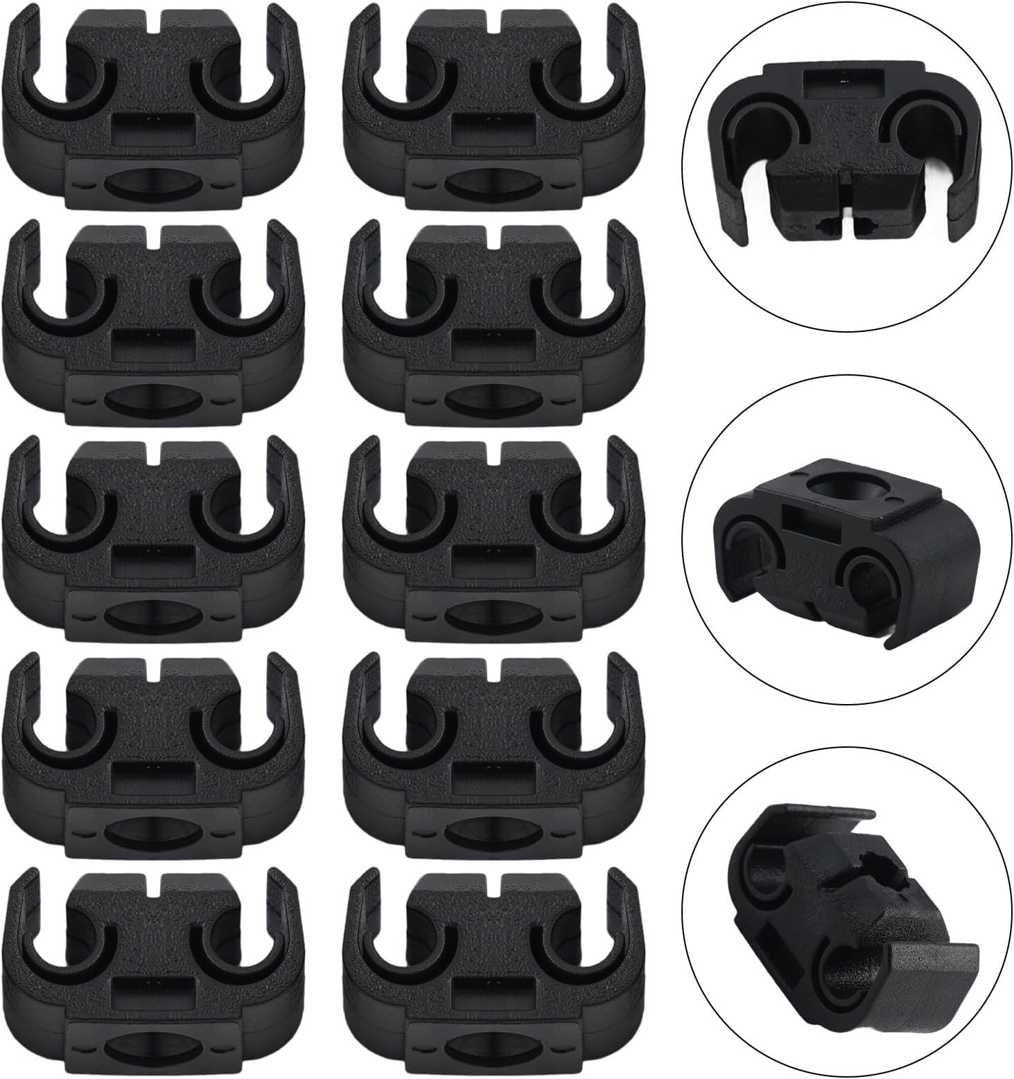 10-Pack Black Plastic Brake Line Clips 5 mm (3/16"") Brake Pipes Secure Mounting Engine Compartment, Front, Lower & Rear 10PCS