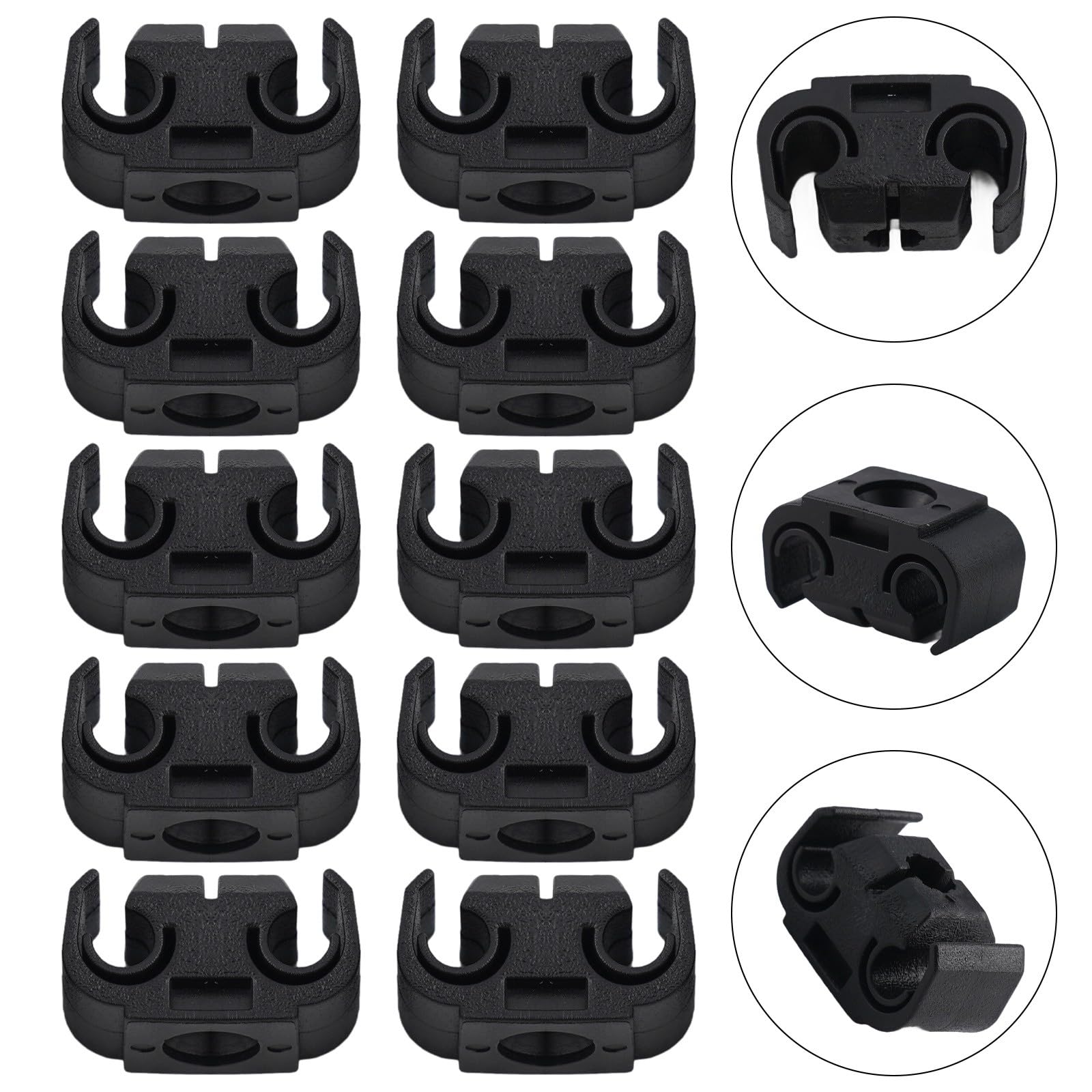 10-Pack Black Plastic Brake Line Clips 5 mm (3/16"") Brake Pipes Secure Mounting Engine Compartment, Front, Lower & Rear 10PCS