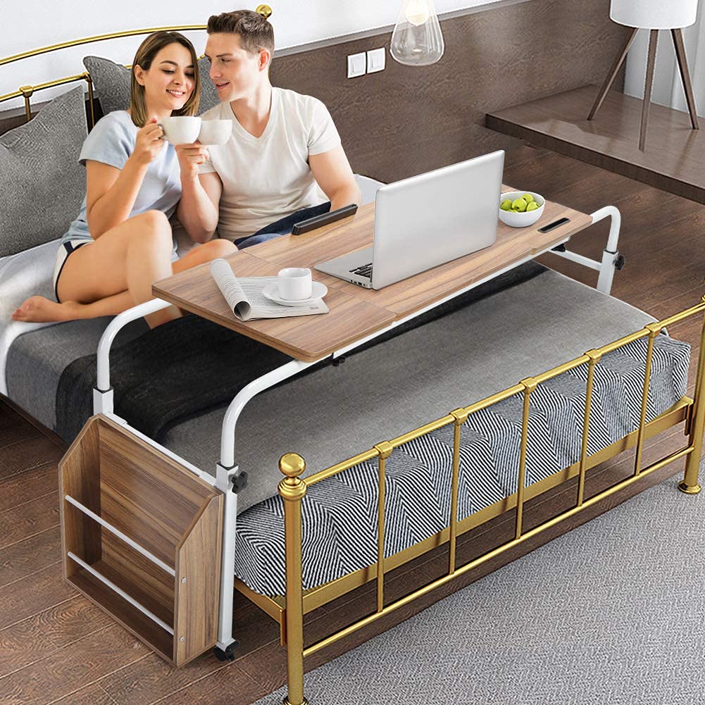 Greensen Over Bed Table, Adjustable Over Bed Overbed Table on Wheels