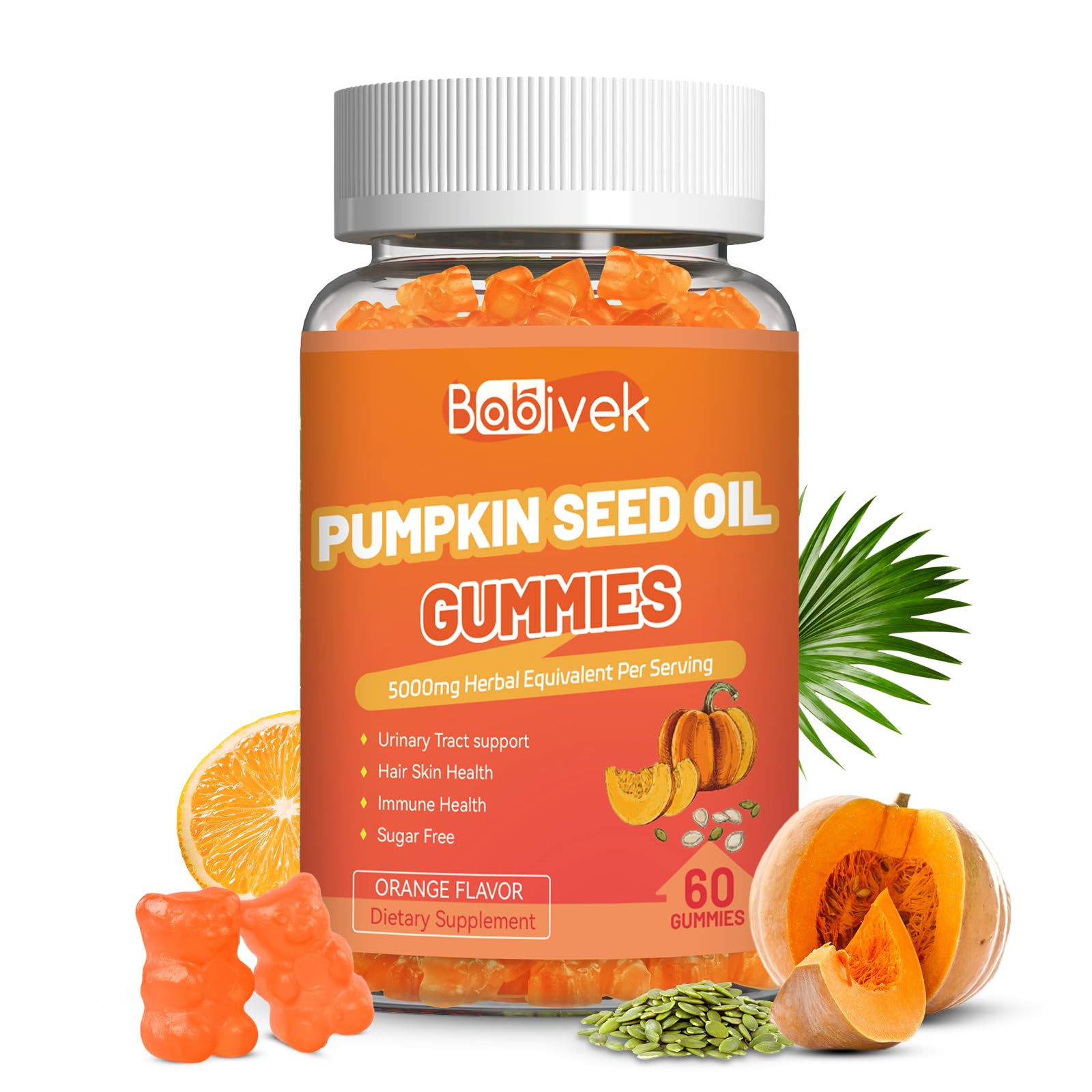Sugar Free Pumpkin Seed Oil Gummies 5000mg, 60 Count 1
