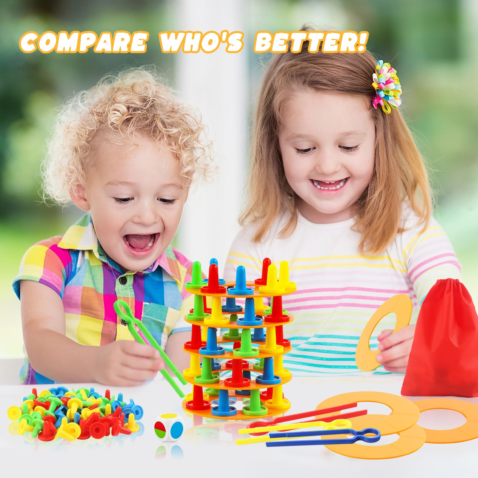 Gioco Montessori Torre Impilabile In Equilibrio - Gioco Da Tavolo Per Famiglie - Regalo Per Bambini 3+ Anni
