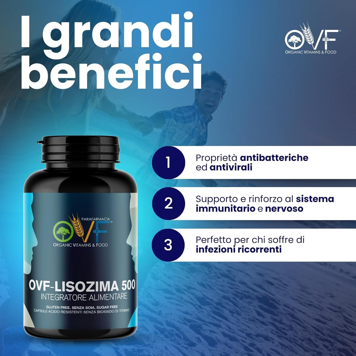 Parafarmacia OVF, 120 CAPS di lisozima 500 mg, (2 mesi di fornitura, Formato Convenienza) immunostimolante