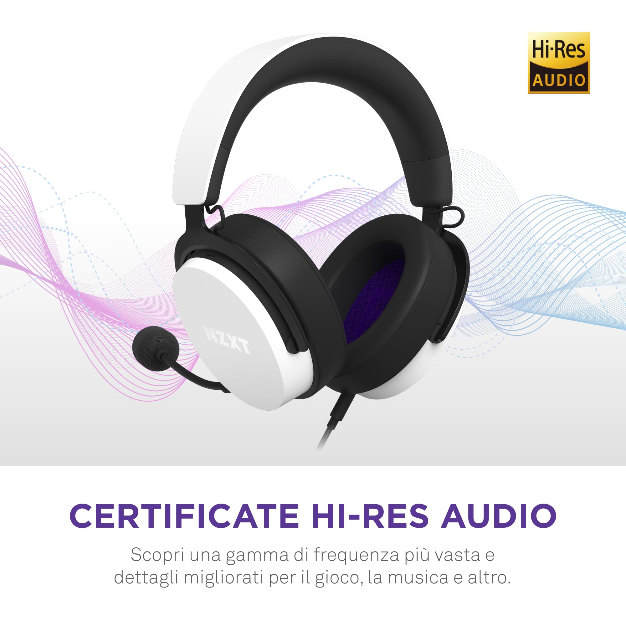 NZXT Relay Wired Headset AP-WCB40-W2 Hi-Res Audio - Dettaglio