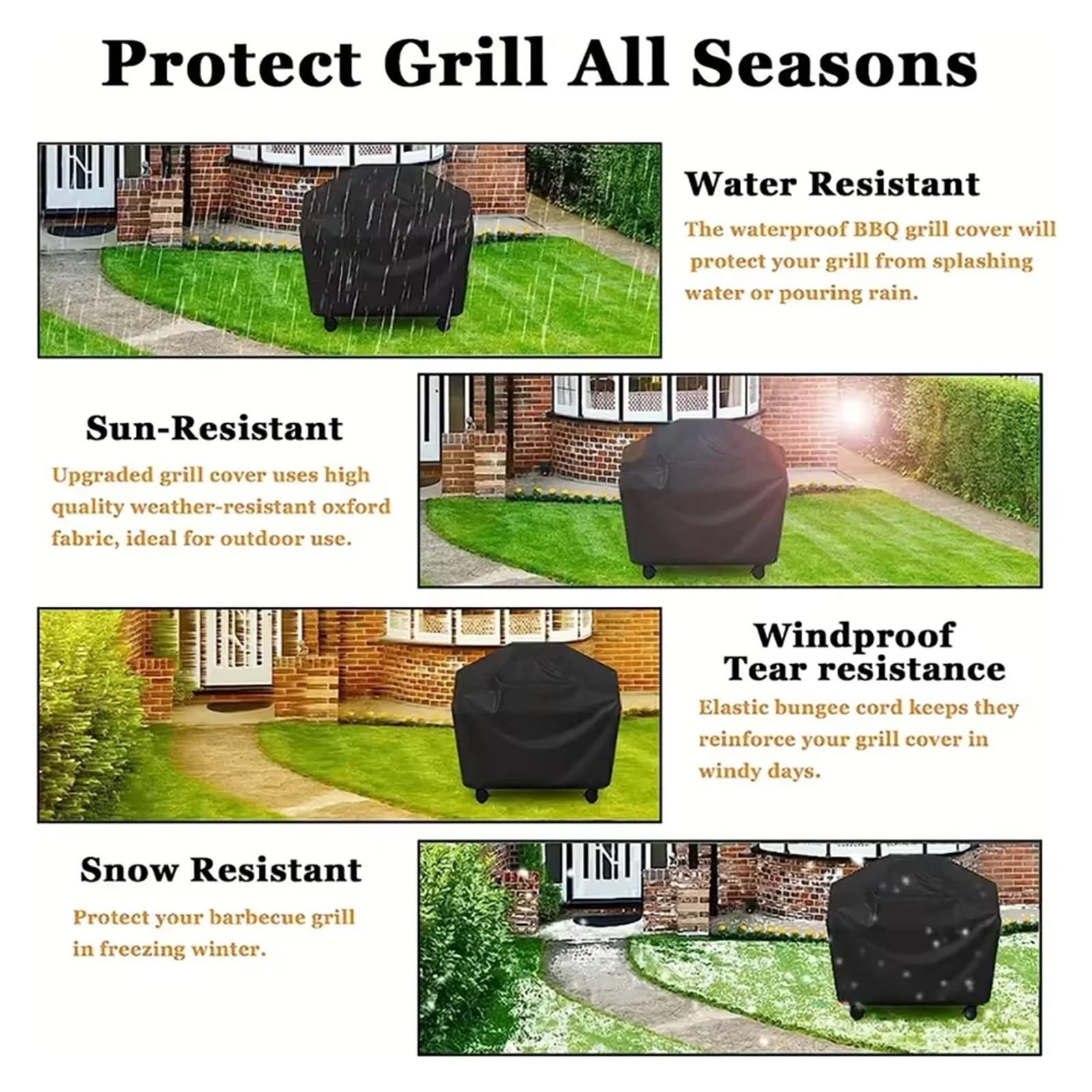 Funda para Barbacoa Cubierta de Barbacoa for Parrilla, Cubierta Gruesa Impermeable a Prueba Polvo, for Exteriores(60x100x150cm)