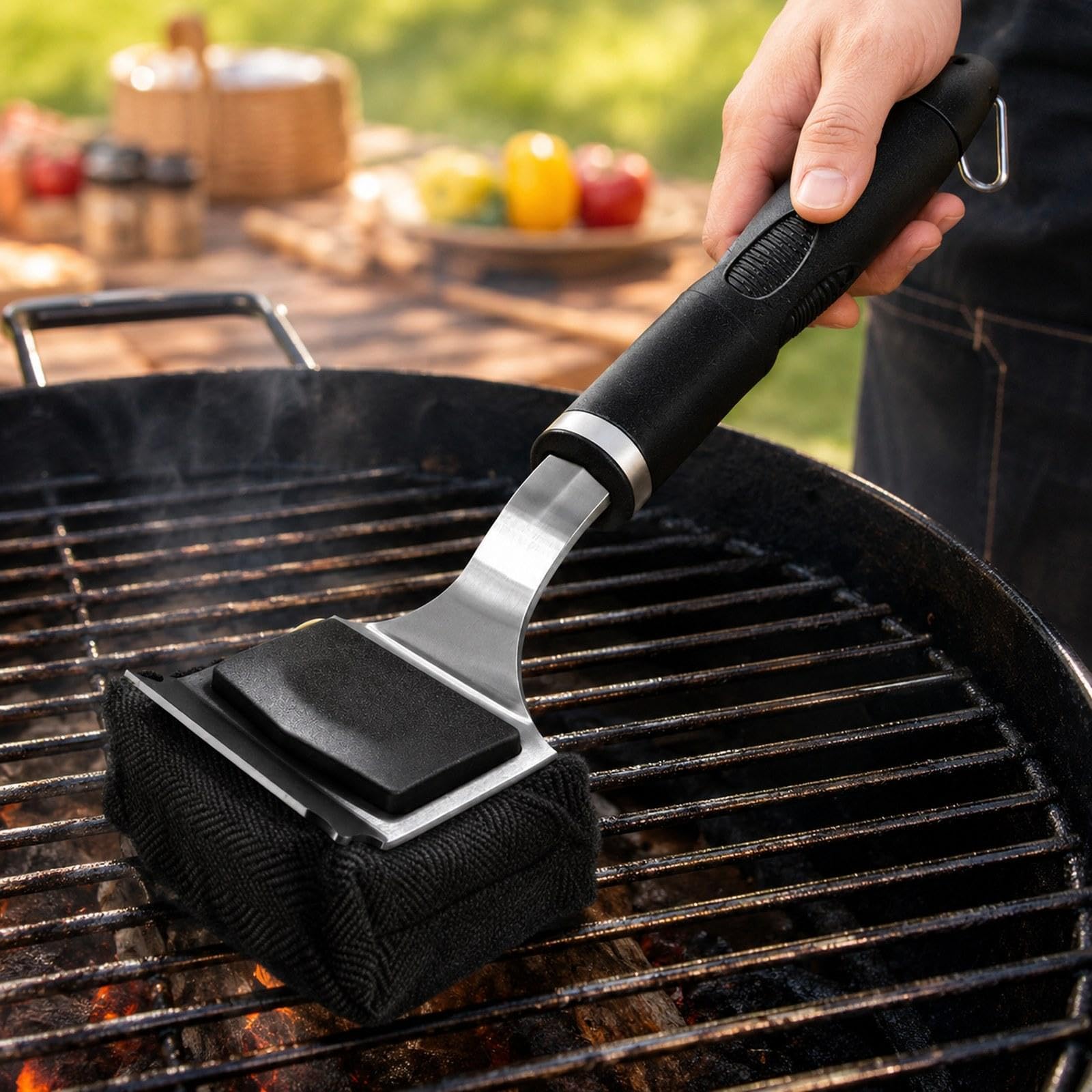 Spazzola per Griglia Senza Setole, Compatta, Ideale per Uomo, Barbecue,