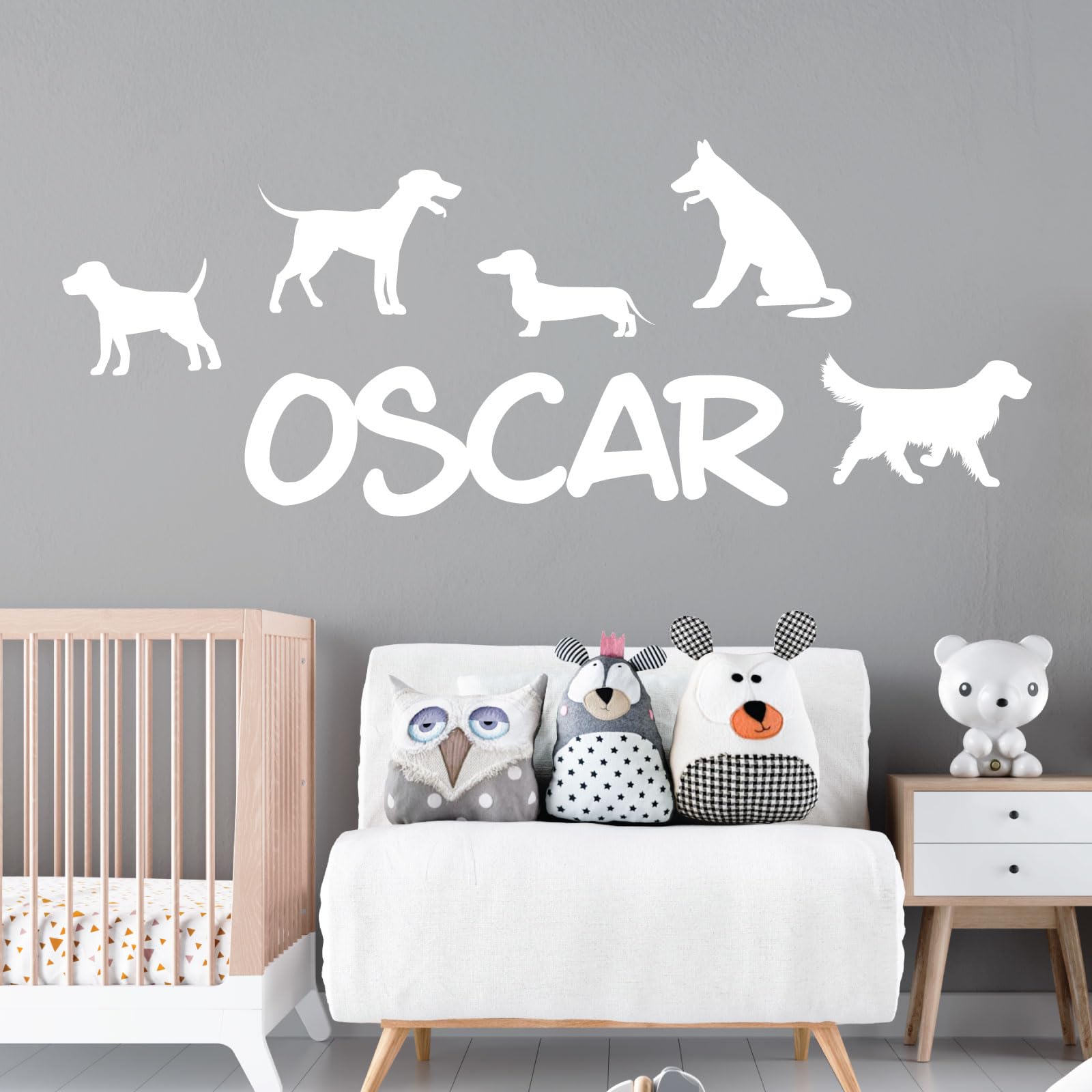Dogs & Puppies - Pets Personalised Name Wall Art Sticker [Medium] [White]