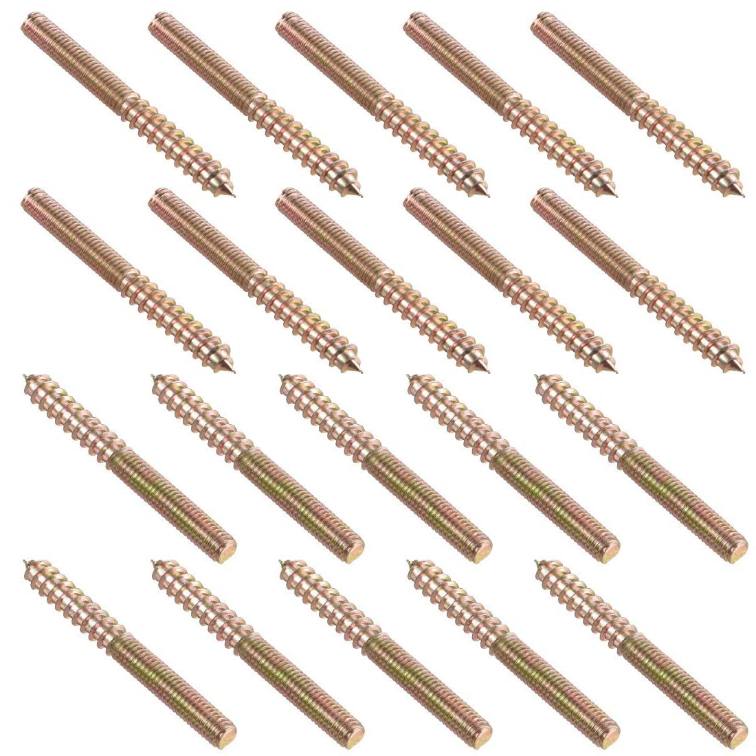 TOP-VIGOR 20Pcs Hanger Bolts, M6x60mm Double Headed Bolts Self Tapping Screw, Double Ended Dowel Screws, Screw Dowels Hanger, Threaded Lag Wood Screws and Machine Bolts for Wood Joint Furniture