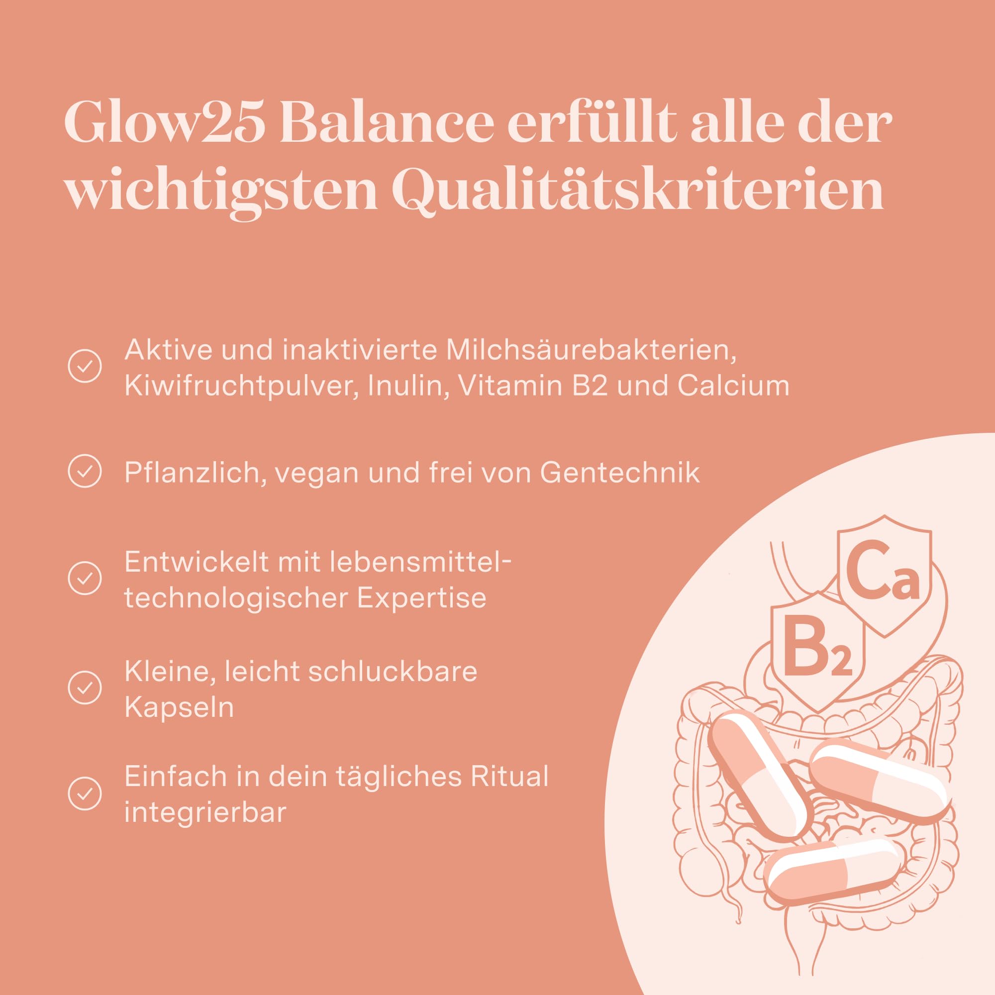 Glow25® Balance [30 Portionen] – mit Milchsäurebakterien, Kiwifruchtpulver, Inulin, Calcium und Vitamin B2 – leicht verdaulich – pflanzlich und vegan