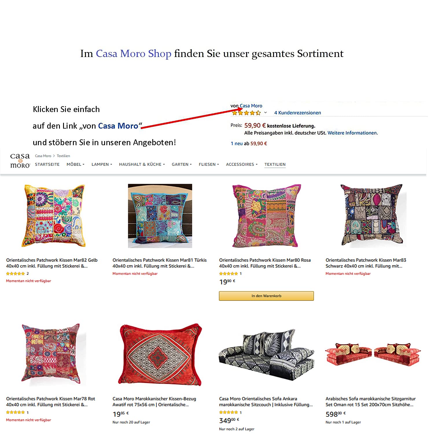Casa Moro Boho Chic Dekokissen Livia DUNKELBLAU 40x40 mit Füllung & Blumen-Schau Bestickt Zierkissen bunt quadratisch Couch-Kissen Sofa-Kissen KI10001