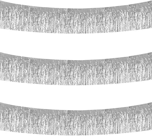 BEISHIDA 3 Packs 30 Feet Metallic Foil Fringe Garland Tinsel
