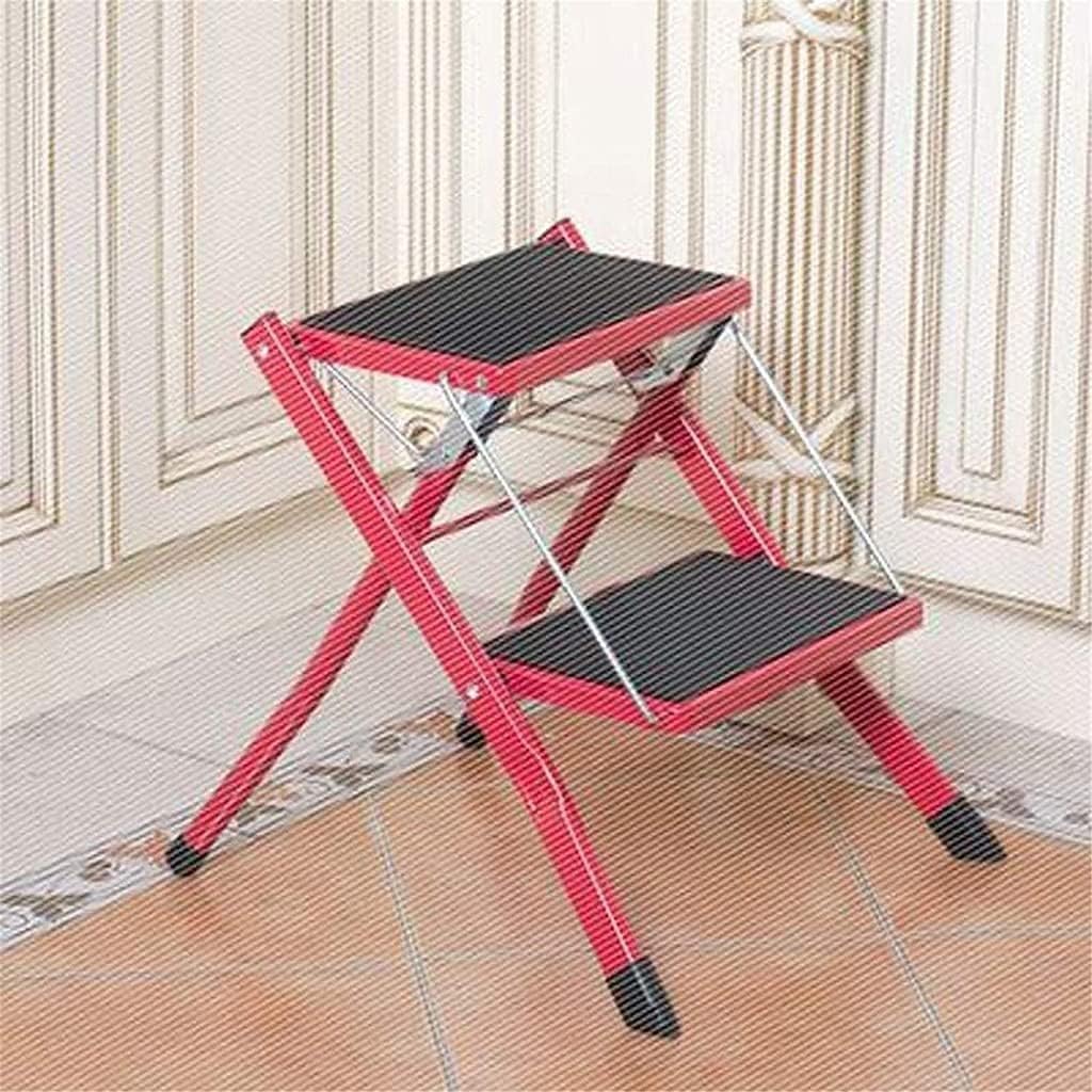 OKUOKA Indoor Climbing Stool,Portable Step Stool Step Stool Stepladders Lightweight Folding Step Ladder with Handgrip Anti-Slip Sturdy and Wide Pedal Steel Ladder Mini-Stool (B)