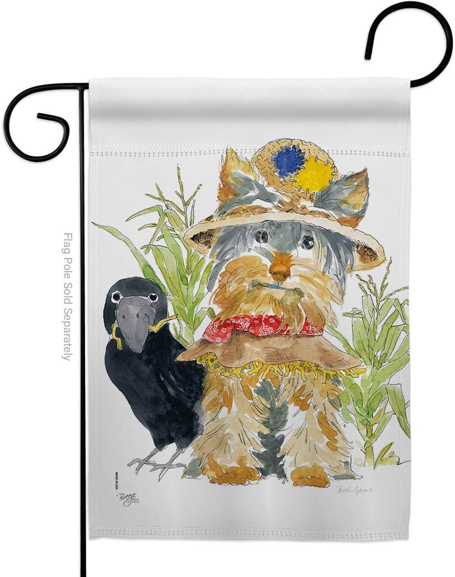 Yorkshire Scarecrow Garden Flag - Fall Halloween Witch Trick or Treat Spooky Night Black Cat Season Autumntime Pumpkin - House Decoration Banner Small Yard Gift Double-Sided Made In USA 13 X 18.5