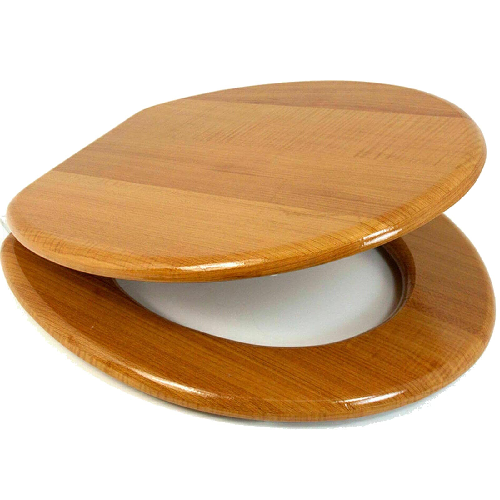 18'' INCH MDF Universal Bathroom WC Toilet SEAT Quick Easy FIT Wooden Oval Shape (Antique Pine)