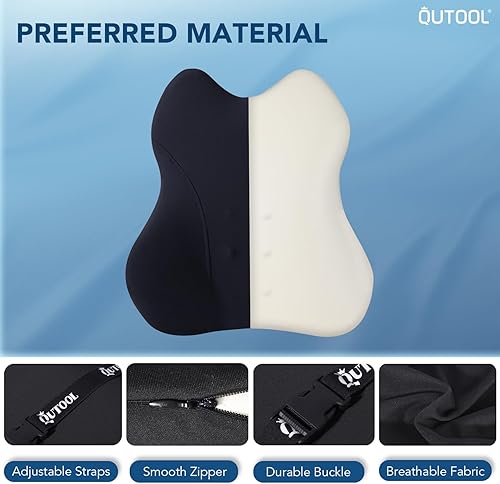 Miniatura 7 de QUTOOL Almohada de apoyo lumbar para silla de cocheoficina, cojín de respaldo de espuma viscoelástica para asiento de automóvil, correa ajustable