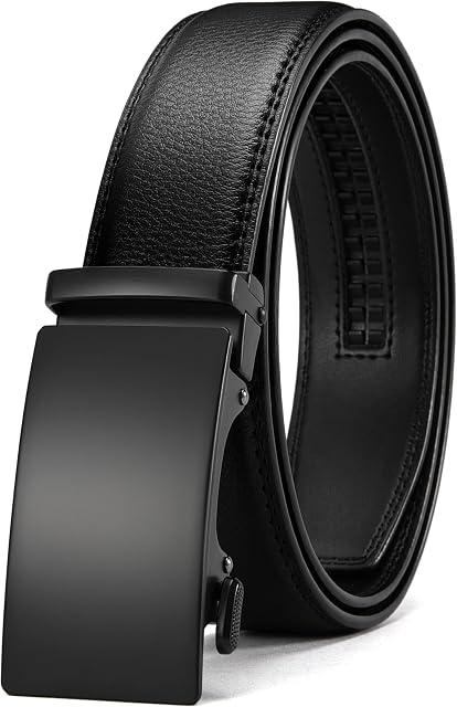 CHAOREN Ceintures à cliquet Hommes, 1 Ceintures Homme 3/8" Cuir pour Robe, Micro réglable Fit Everywhere
