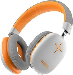 Basike Fones De Ouvido Sem Fio, Headphone Bluetooth on-ear com Microfone, Até 50 Horas de Música, HQ182B (Laranja Branco)