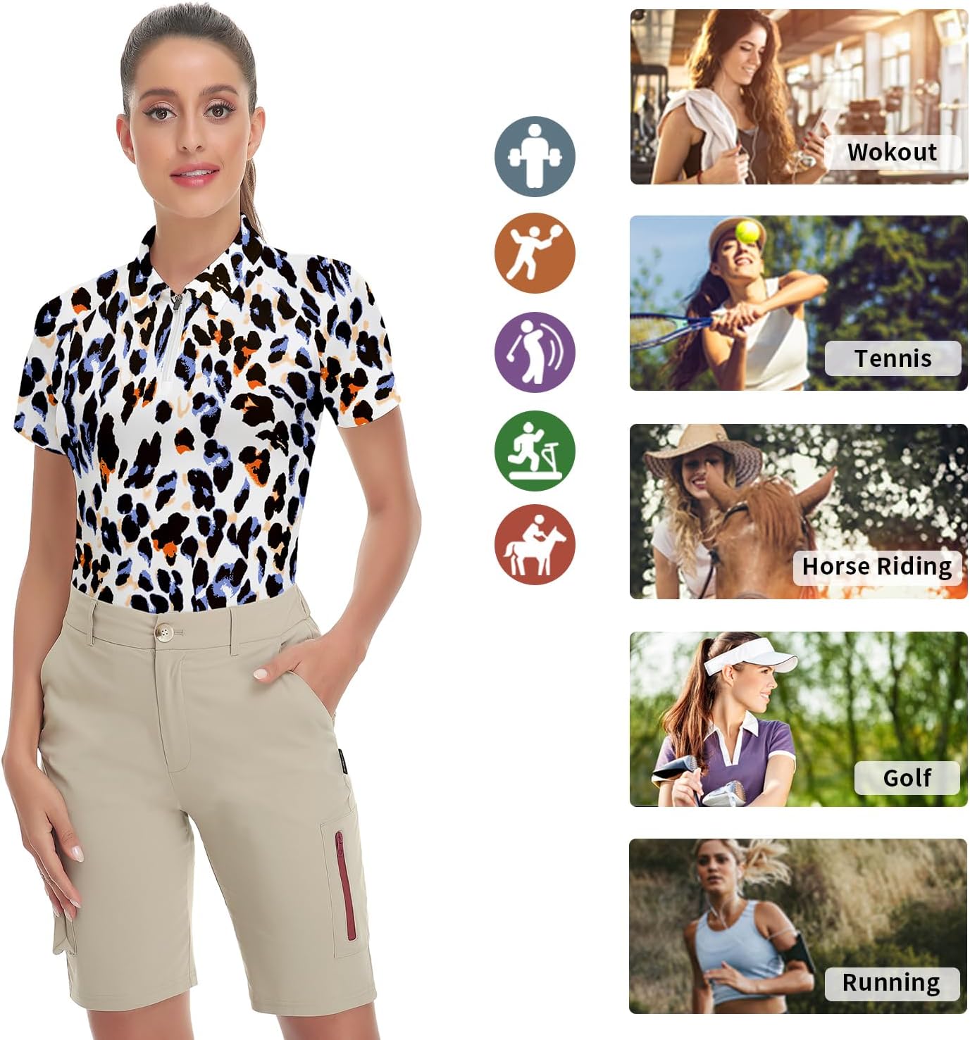 Soneven Women's Short Sleeve Golf Shirt Moisture Wicking Athletic Golf Polo Shirts Tennis Shirts Dry Fit