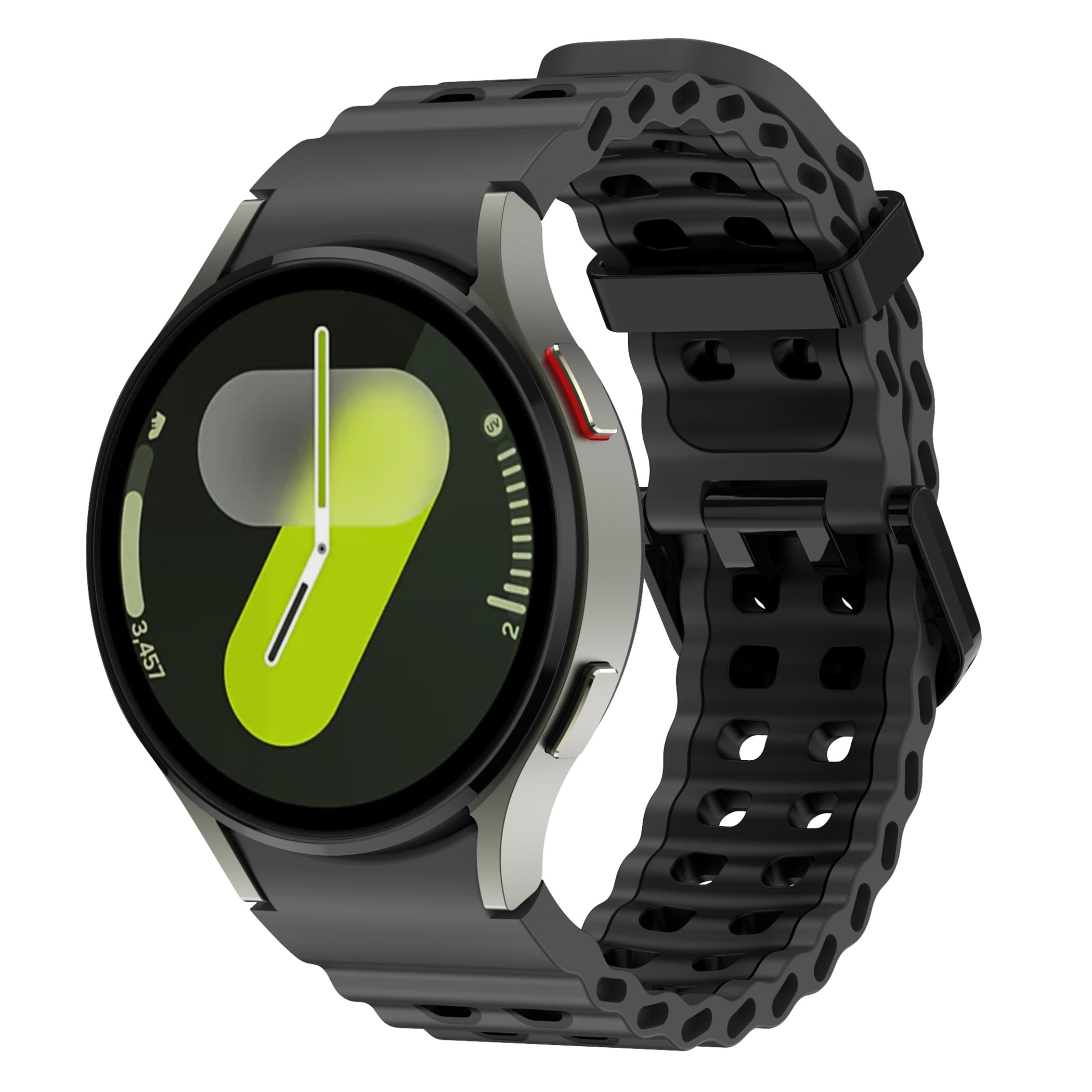 VEMIGON Rugged Silicone Band for Samsung Galaxy Watch 7 6 5 4 FE 40mm 44mm/ Watch 6 Classic 47mm 43mm/ 4 Classic 46mm 42mm/ 5 Pro 45mm, Two-tone No Gap Ocean Sport Straps for Samsung Watch-image-22