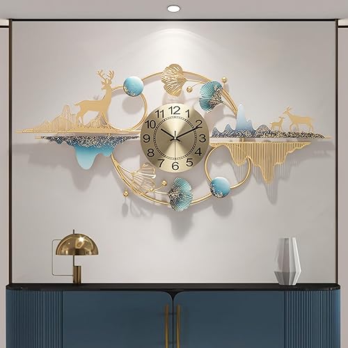 Reloj de pared de estilo decorativo y marco de metal, reloj de arte moderno de 16.54 x 16.54 pulgadas, oro para decoración del hogar, reloj de pared