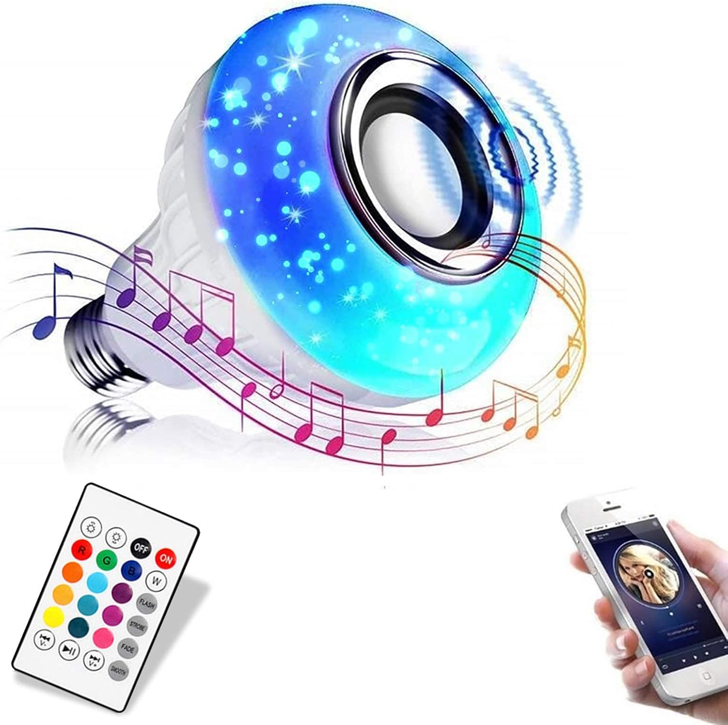 LED Light Bulb Bluetooth Speaker with Remote Control