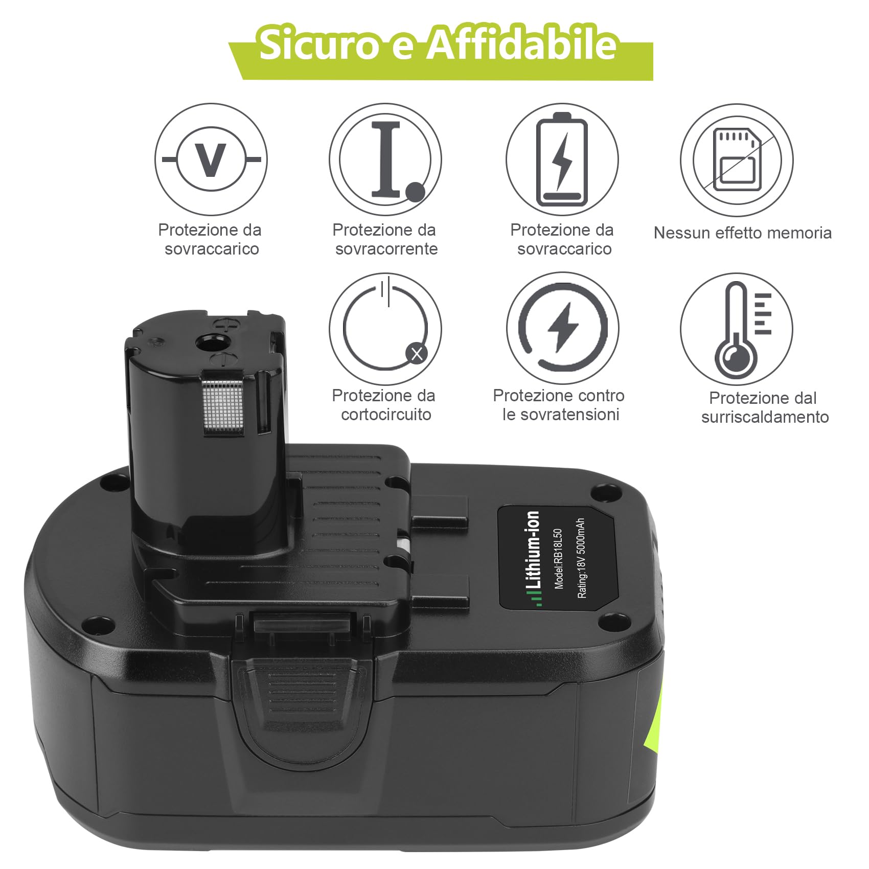 2 Pezzi 18V 5Ah Batteria di Ricambio per Ryobi 18V Batteria | per Ryobi batteria 18V RB18L50 RB18L40 P108 RB18L40 RB18L25 BPL-1815 P108 P107 P105 P103 P101 con indicatore LED