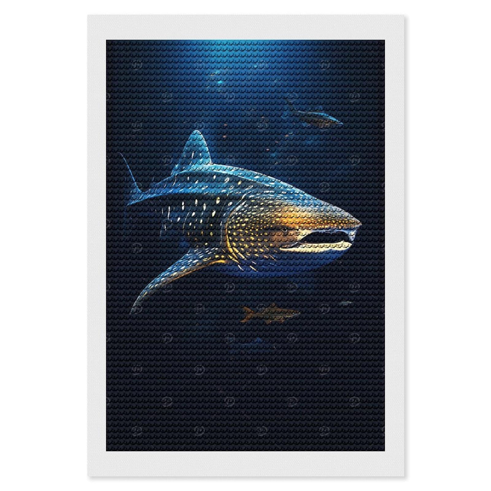 Junmoney Whale Shark Underwater(2) Diamond Painting Kit 8"x12", for Women, Simple to Start, Bedroom Decor, Christmas Gift, Good for Quiet Evenings