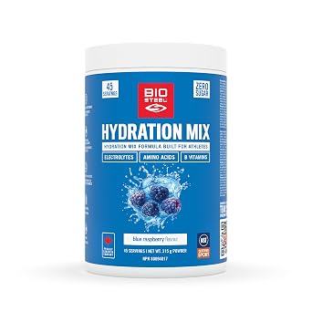 BioSteel Zero Sugar Hydration Mix, Great Tasting Hydration with 5 Essential Electrolytes, Blue Raspberry, 45 Servings per Tub