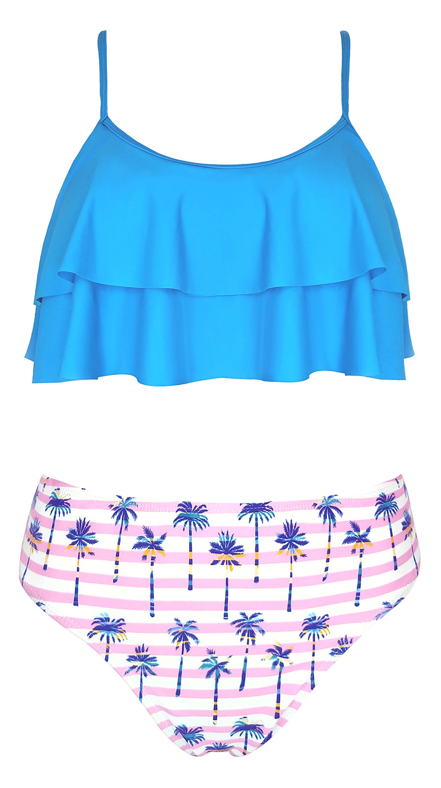 SHEKINI Ajustable Traje de Baño Dos Piezas para Niñas Estampado Irregulares Volant Top de Bikini Triángulo Bikini Bottom Bikini Set