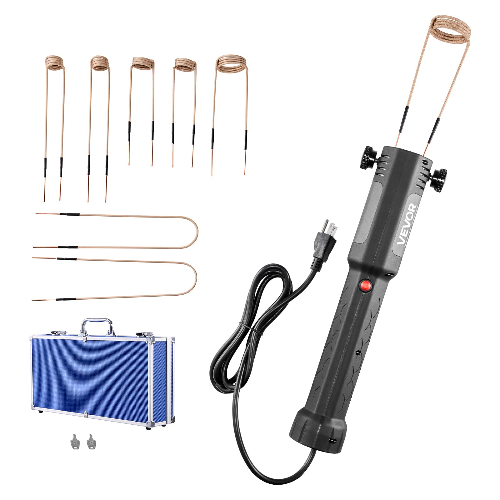 VEVOR Kit de Chauffage par Induction Magnétique pour Enlever Écrous Rouillés 1100 W, Dégrippeur à Induction Portatif, avec 8 Bobines et Coffret, pour Retirer Vis Rouillées, Réparation Automobile