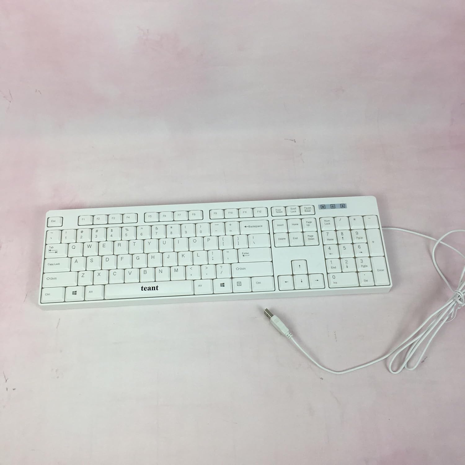 teant Computer keyboards White 104-Key Quiet Typing Keyboard with Numeric Keypad, Plug-and-Play for Home & Office Use