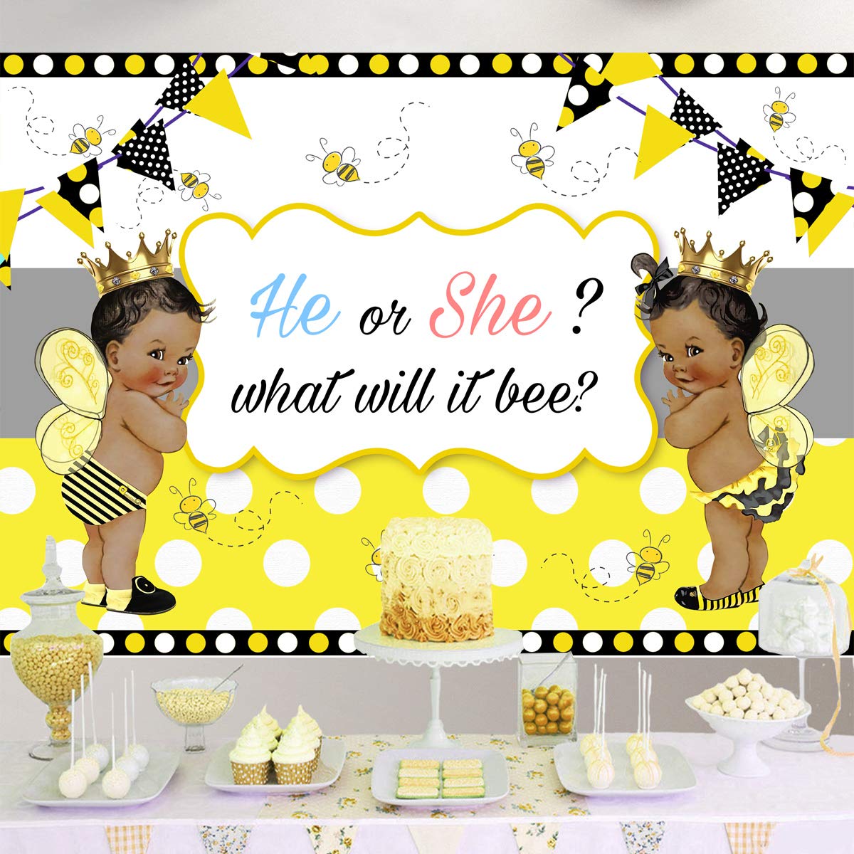 Buy Sensfun Bee Gender Reveal Backdrop He or She What Will It Bee ...