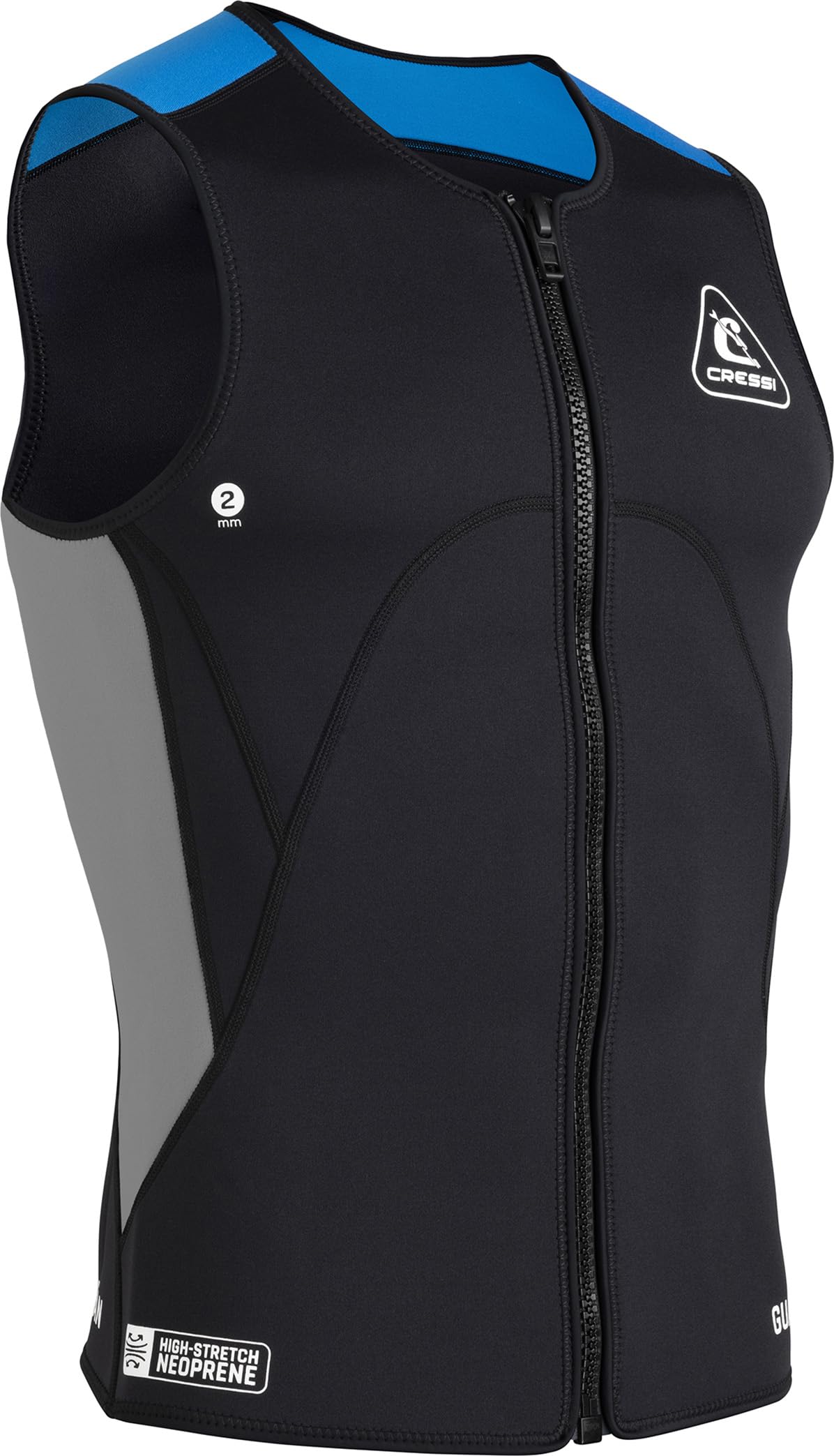 CRESSI Guardian Man - Veste, Gilet ou Pantalon en Néoprène 2mm, pour la Natation, Le Snorkelling, Le Sup, Le Surf et d'autres Sports Nautiques, Noir/Bleu, Hommes