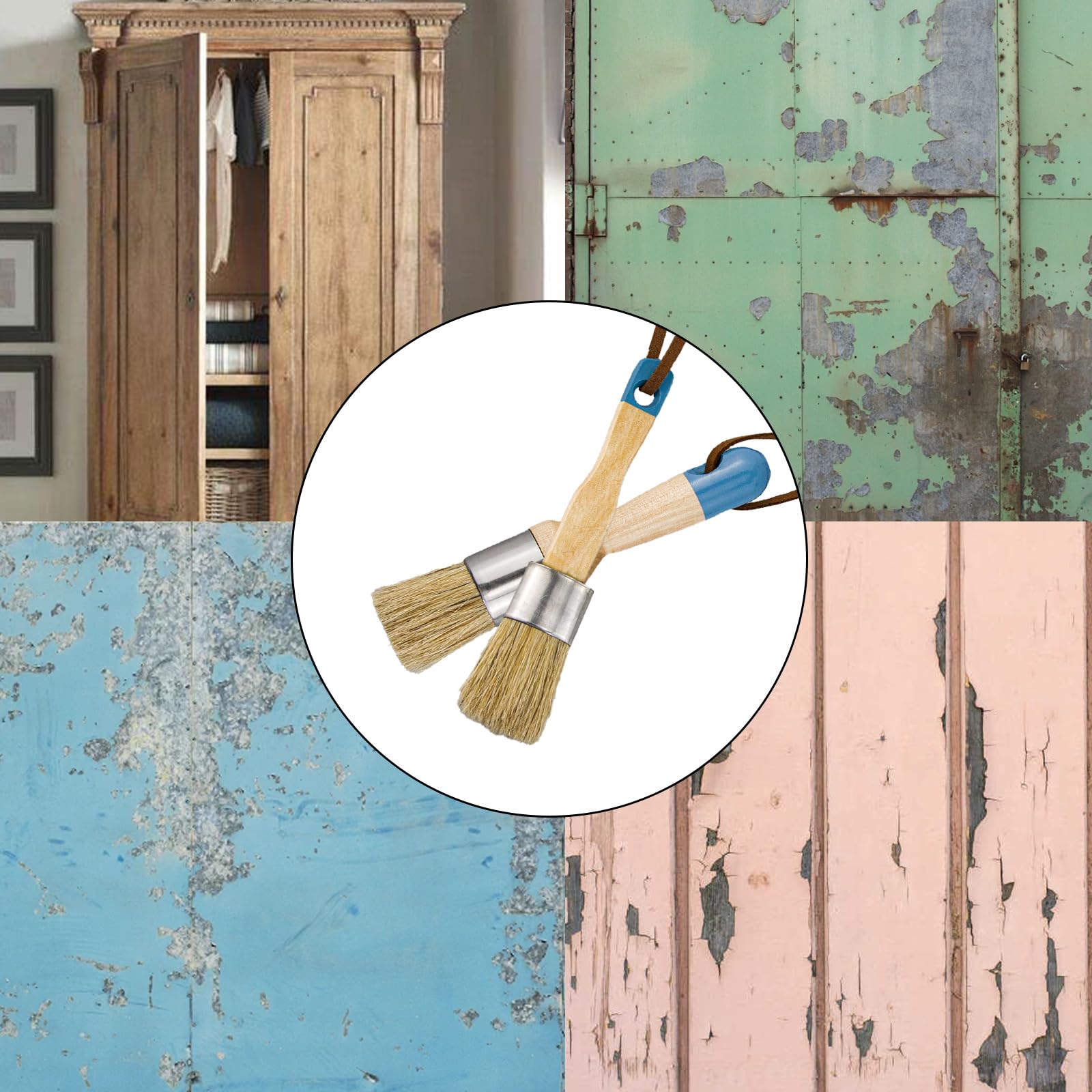 Chalk Paint Brush Set of 2, DIY Painting and Waxing Tool, Chalk and Wax Paint Brush for Folk Art Home Decor Wood Projects Furniture Stencils - Image 4