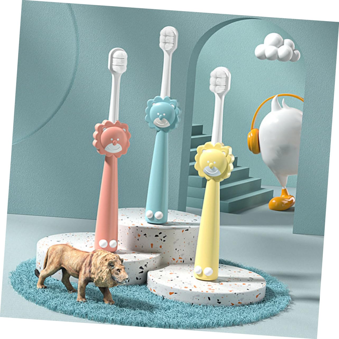 FRCOLOR Lot De 4 Brosses À Dents Pour Enfants Brosses À Dents Ergonomiques Pour Un Brossage Sûr Et Doux 3 Pièces X 4