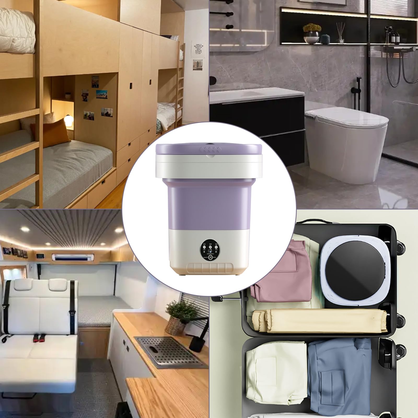Faltbare Mini Waschmaschine mit Trockner, 12L Camping Kleine Waschmaschine Tragbare Mobile Wasch Maschine 3 Reinigungsmodi Klein Waschmaschines für Camping, Schlafsäle, Zu Hause, Unterwäsche, Socken