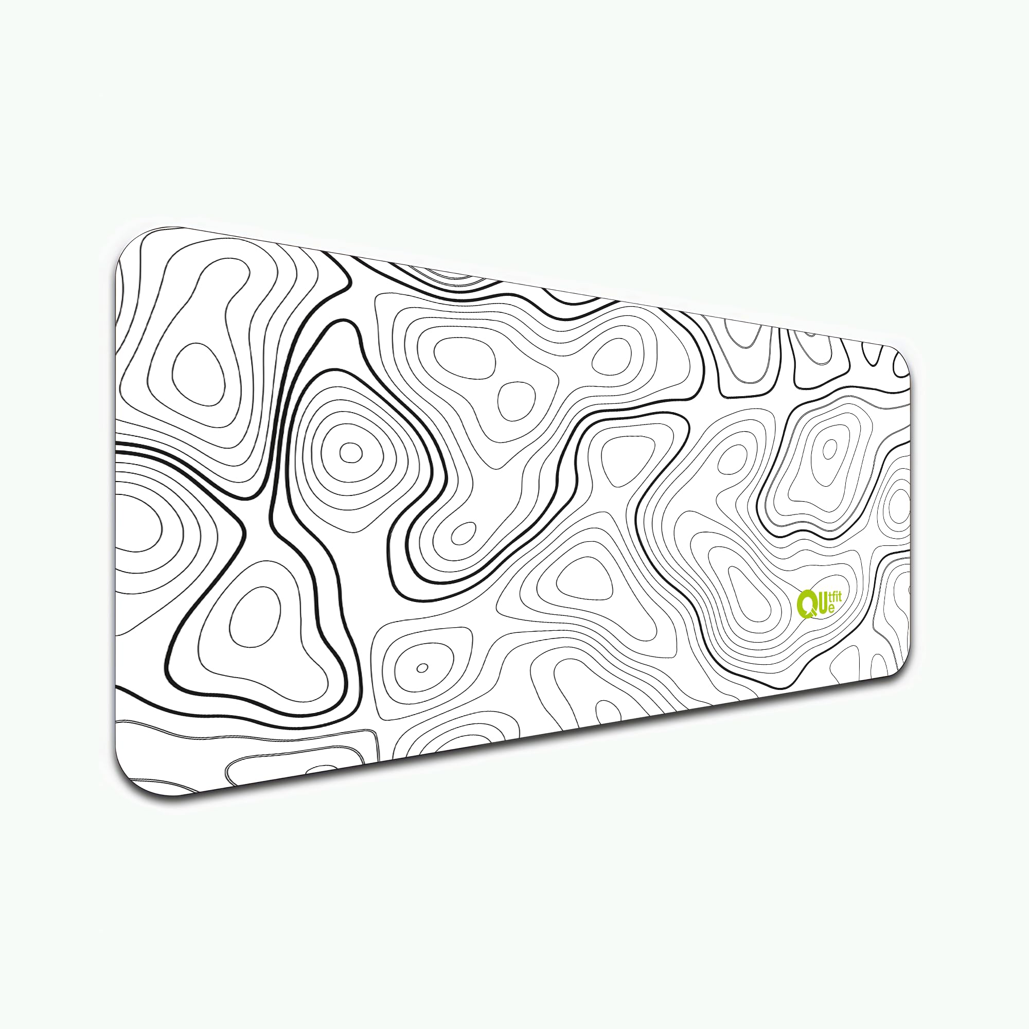 White Topographical Extended Mouse Pad (11x23) for Laptop Desktop PC and Gaming Desk Mat Rubber Base Desk Pad-image-0