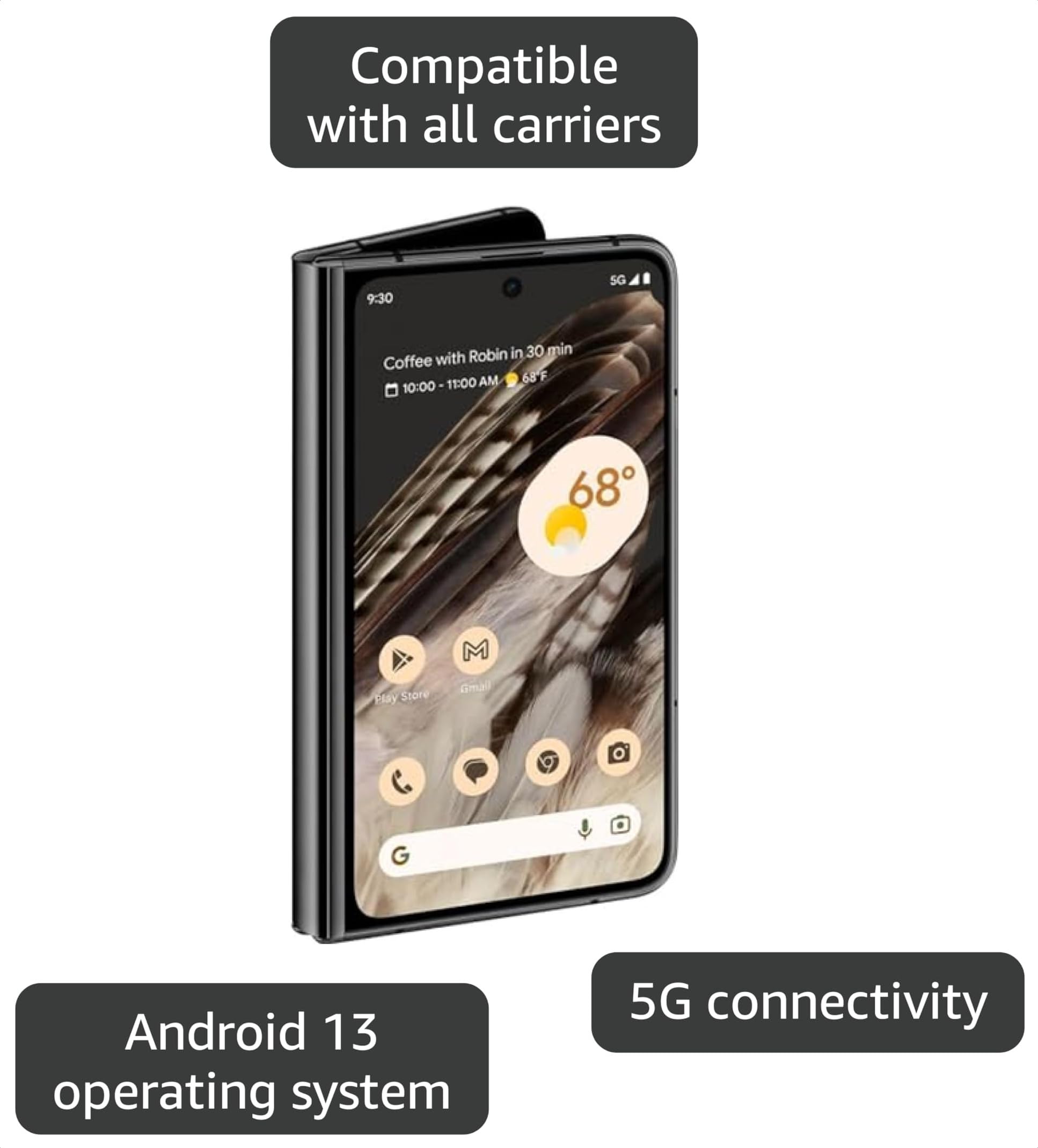 Google Pixel Fold 512GB オブシディアン 公式ケース付 Amazon.com: Google Pixel Fold, 512GB, Obsidian - Unlocked (Renewed