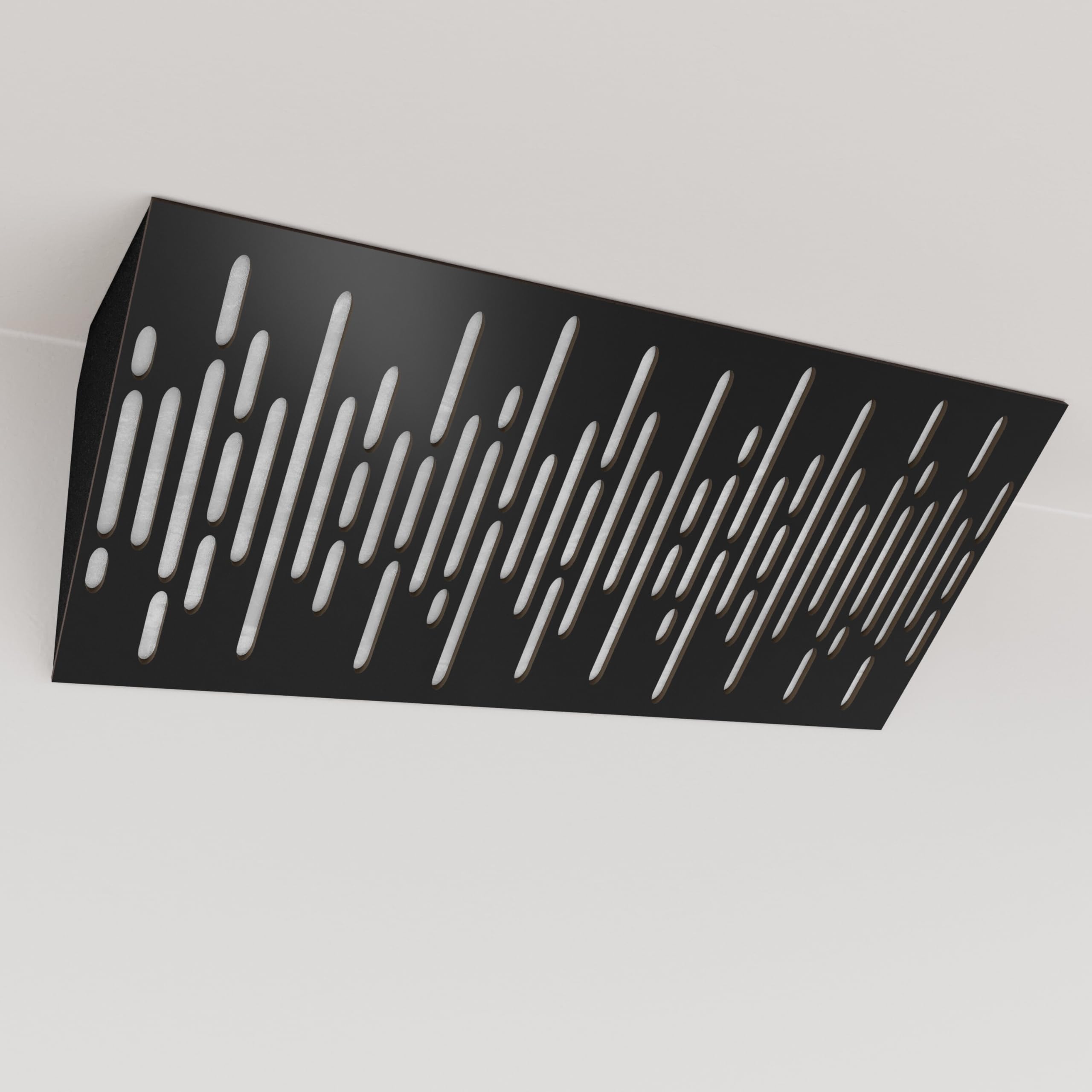 2er-Pack – Schmale akustische Eck-Bassfalle mit Samtstoff | 23x50x10 cm | Diffusion - Reflexion - Schalldämmung | [WAVE (Horizont) - Schwarz | Weiß]