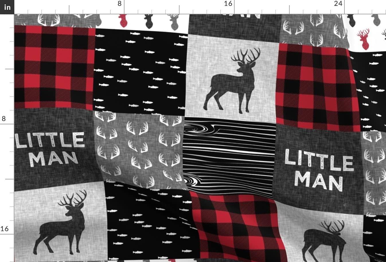 Spoonflower Fabric - Woodland, Boy, Red and Black, Buck, Buffalo Plaid, Trendy, Wholecloth, Printed on Minky Fabric by The Yard - Sewing Baby Blankets Quilt Backing Plush