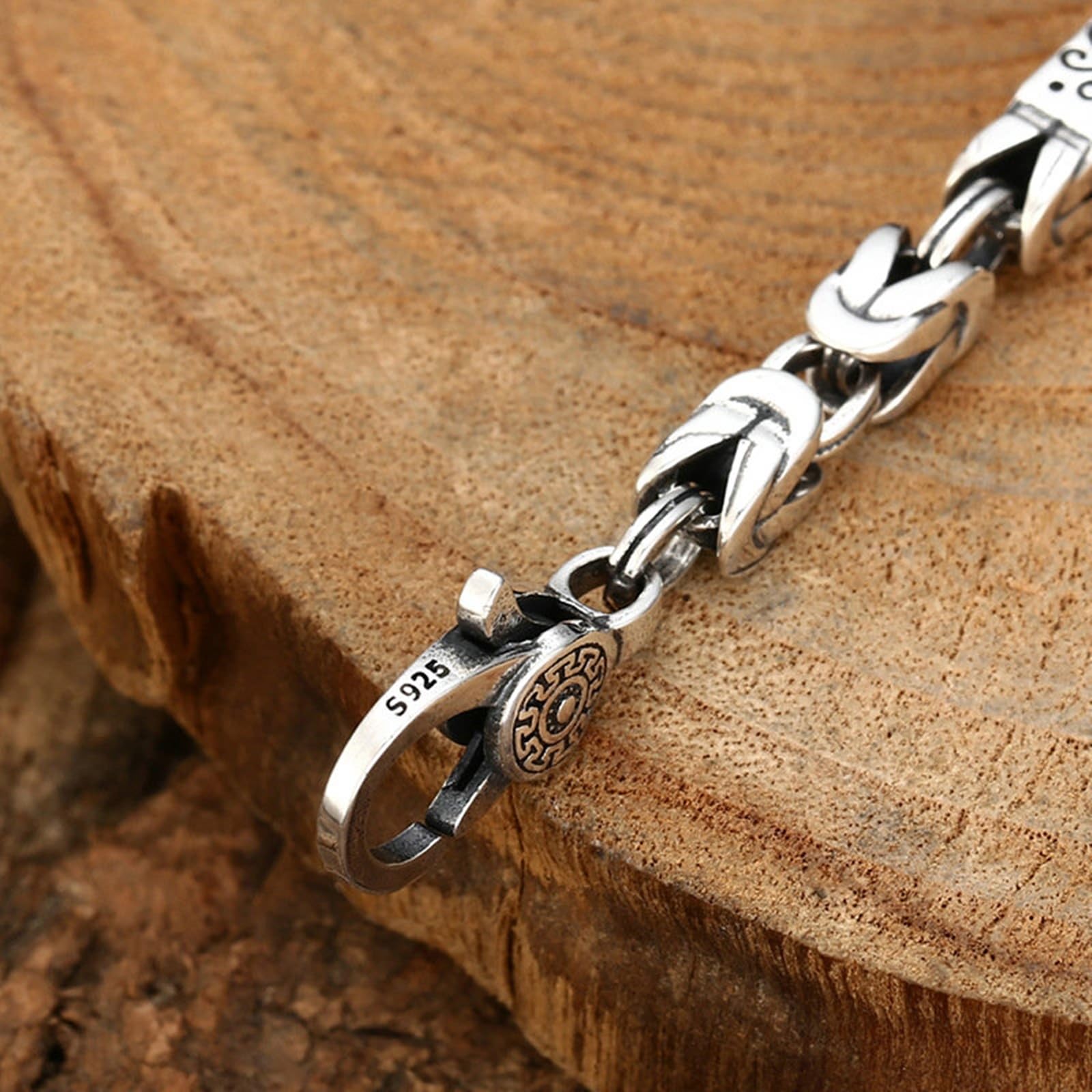 Herren Armbänder S925 Sterling Silber Byzantine Kette Weinstock