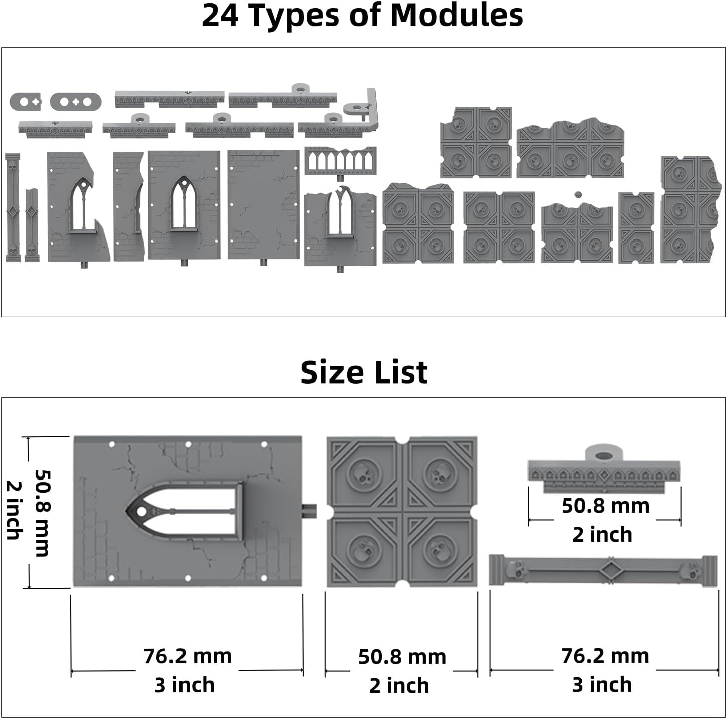Modular Terrain Ruin for Wargame WH40K, Compatible with 10E WTC & GW, HIPS Plastic Injection Molding (Half-Table Set - 1,200 Parts)