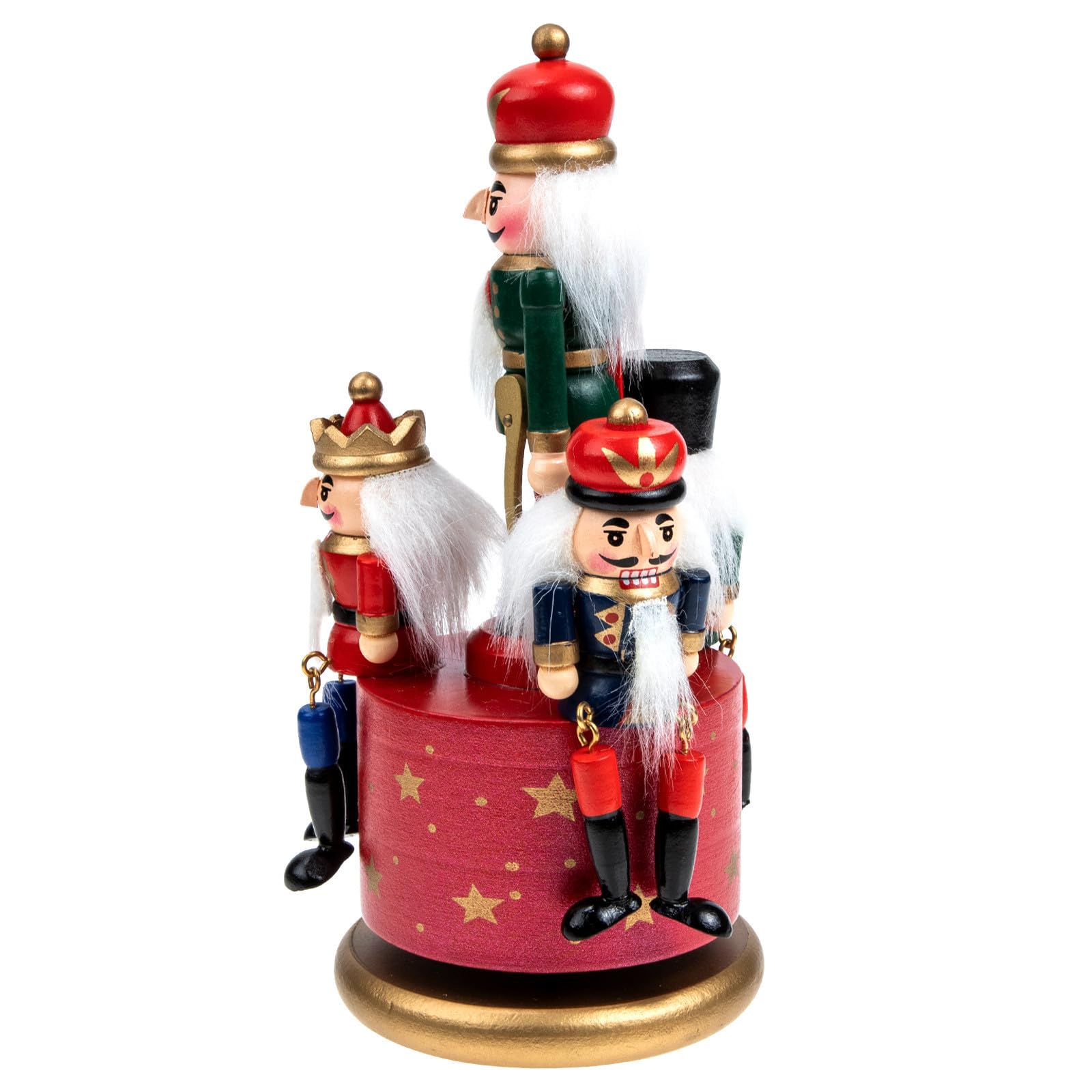 INOOMP Caja de Navideña de Madera Roja Figura de Giratoria para de Escritorios y Estanterías